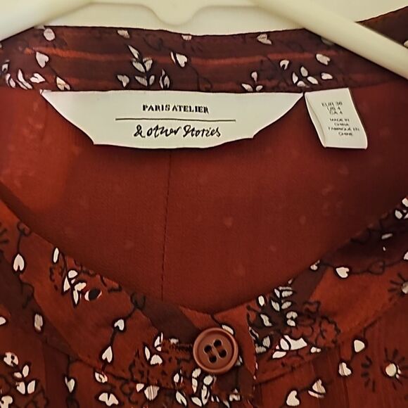 NWOT! & other stories Paris Atelier heart print midi/maxi dress in oxblood 4 - Picture 11 of 13